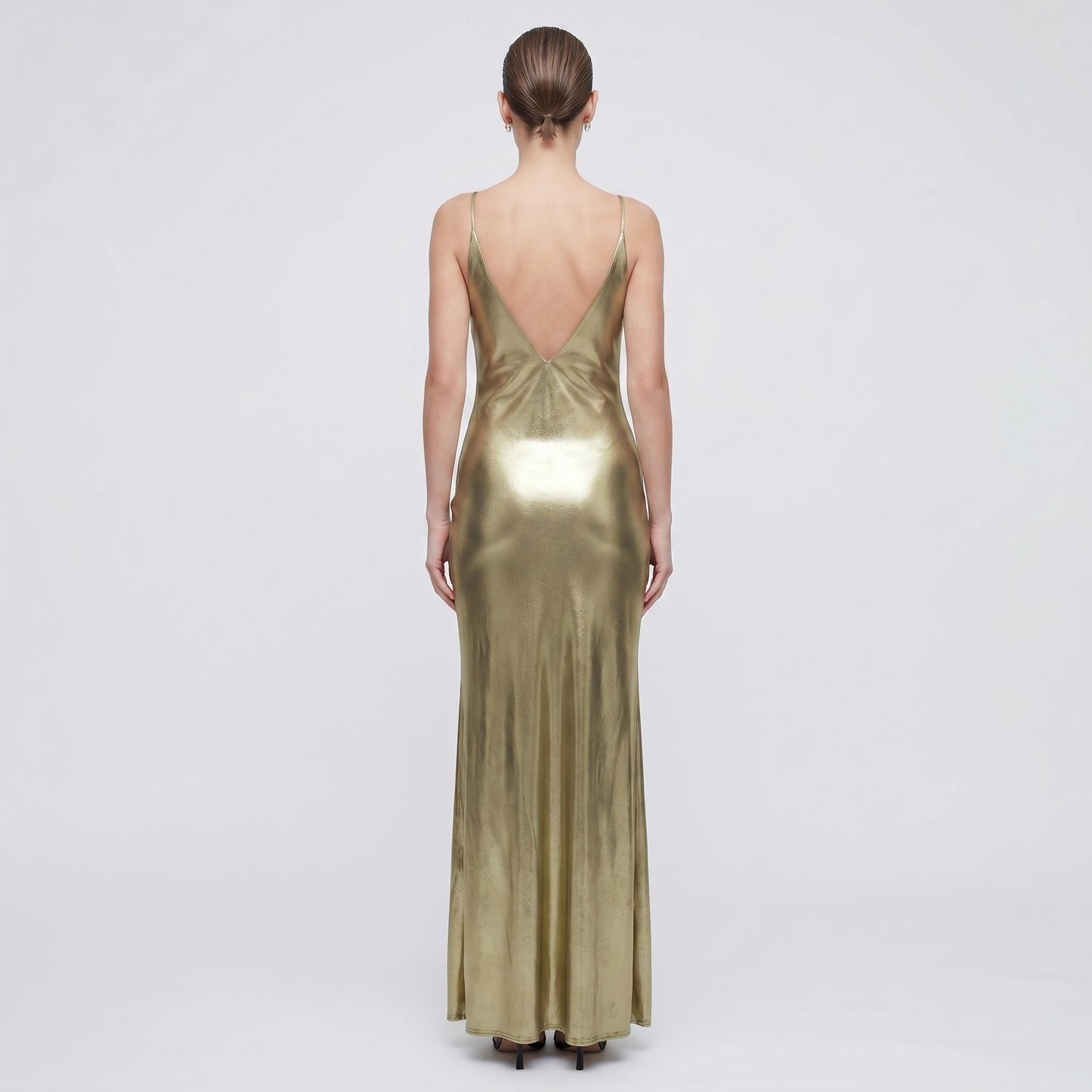 Metallic Gold Slip Maxi Dress