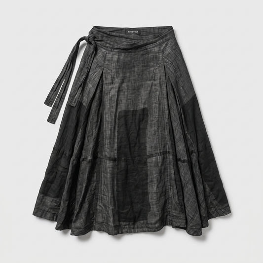 Textured Wrap Midi Skirt