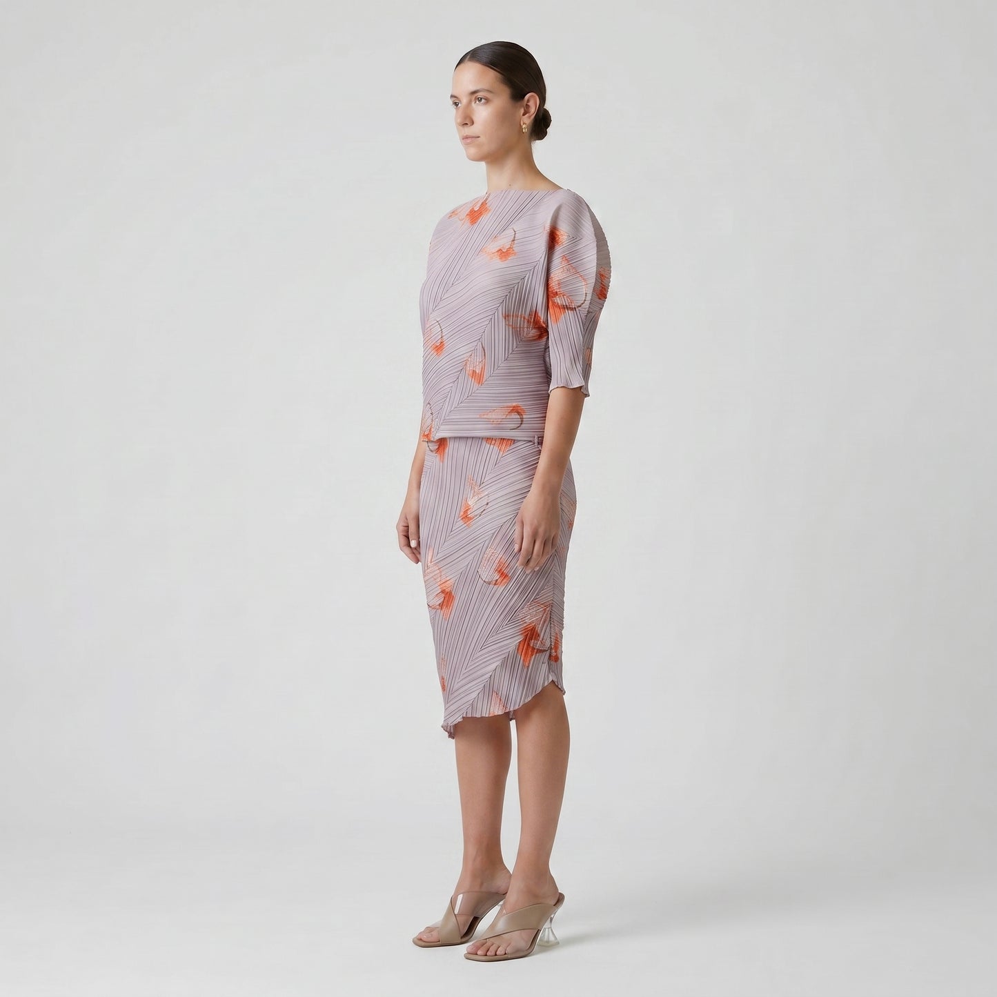 Floral Plissé Boatneck Top