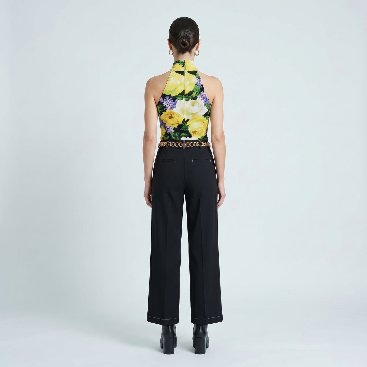Floral Mock Neck Halter Top