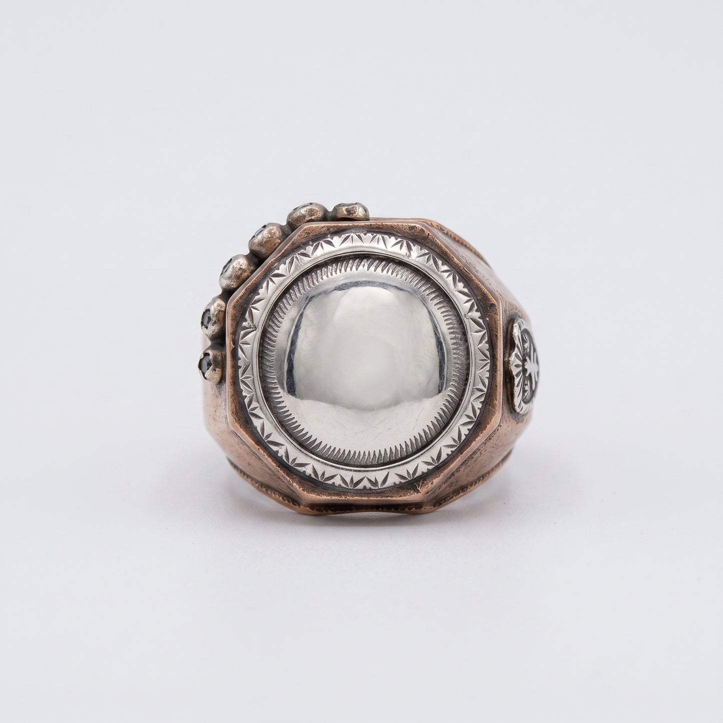 Engraved Vintage Mixed Metal Ring