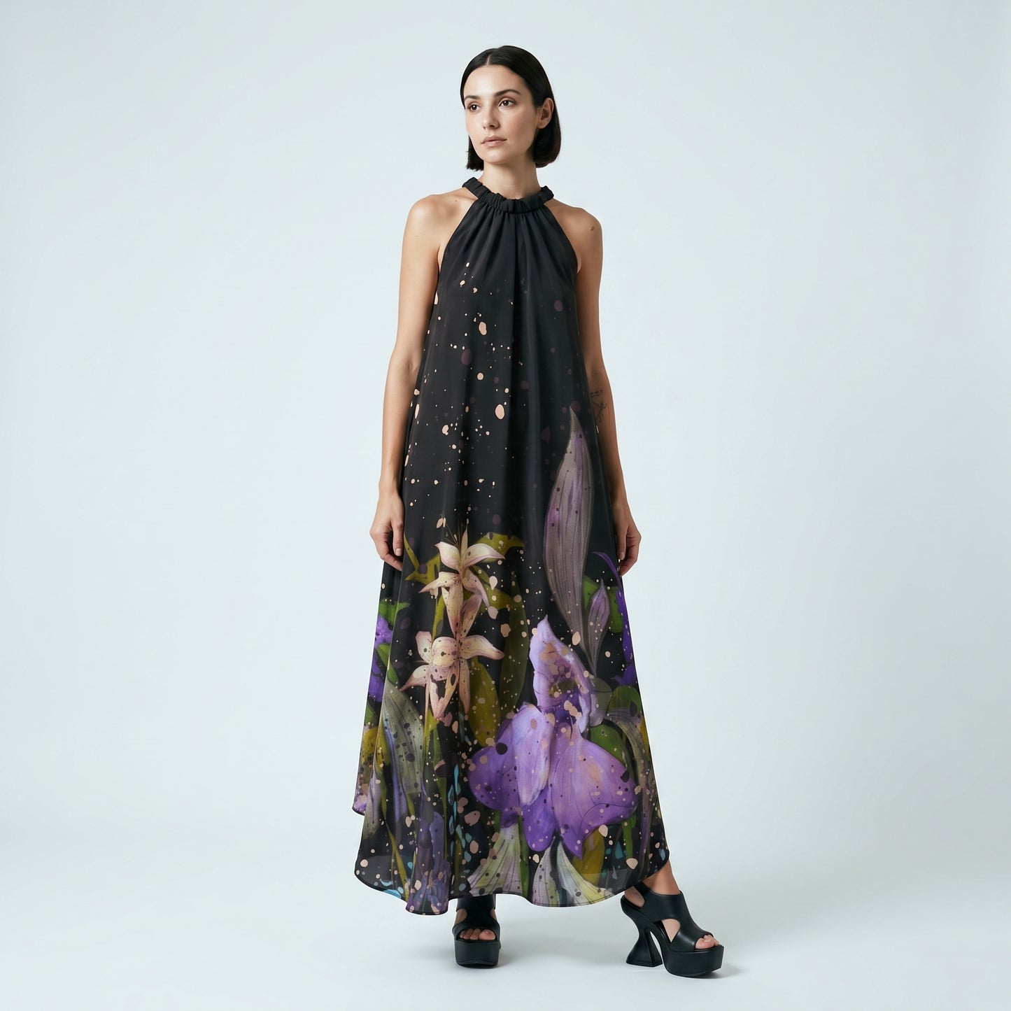 Halter Floral Print Maxi Dress