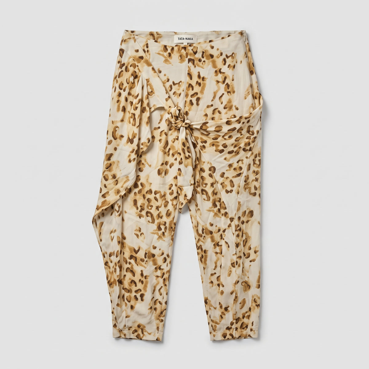 Leopard Print Tie-Front Trousers
