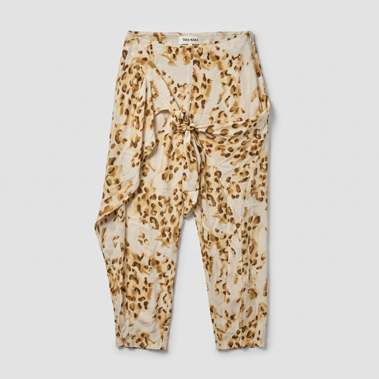 Leopard Print Tie-Front Trousers