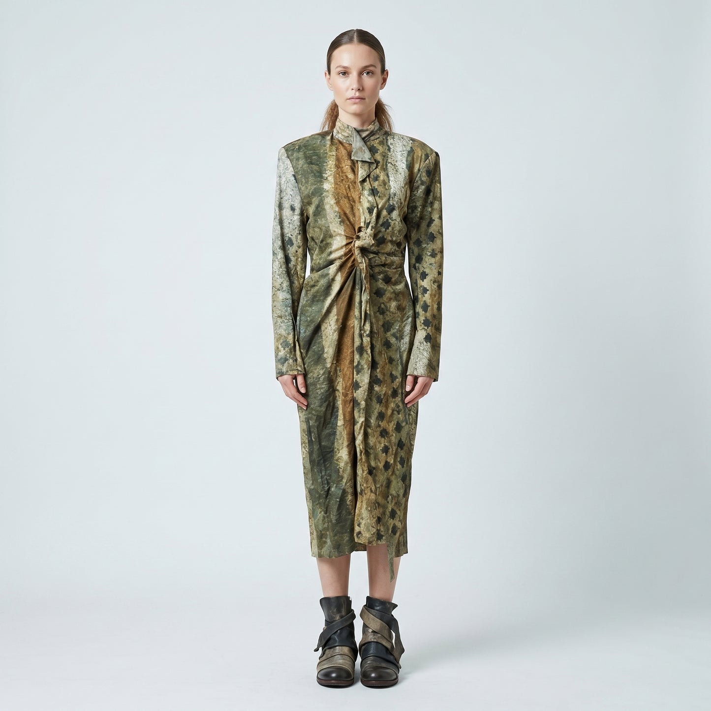 Abstract Patterned Twist Dress