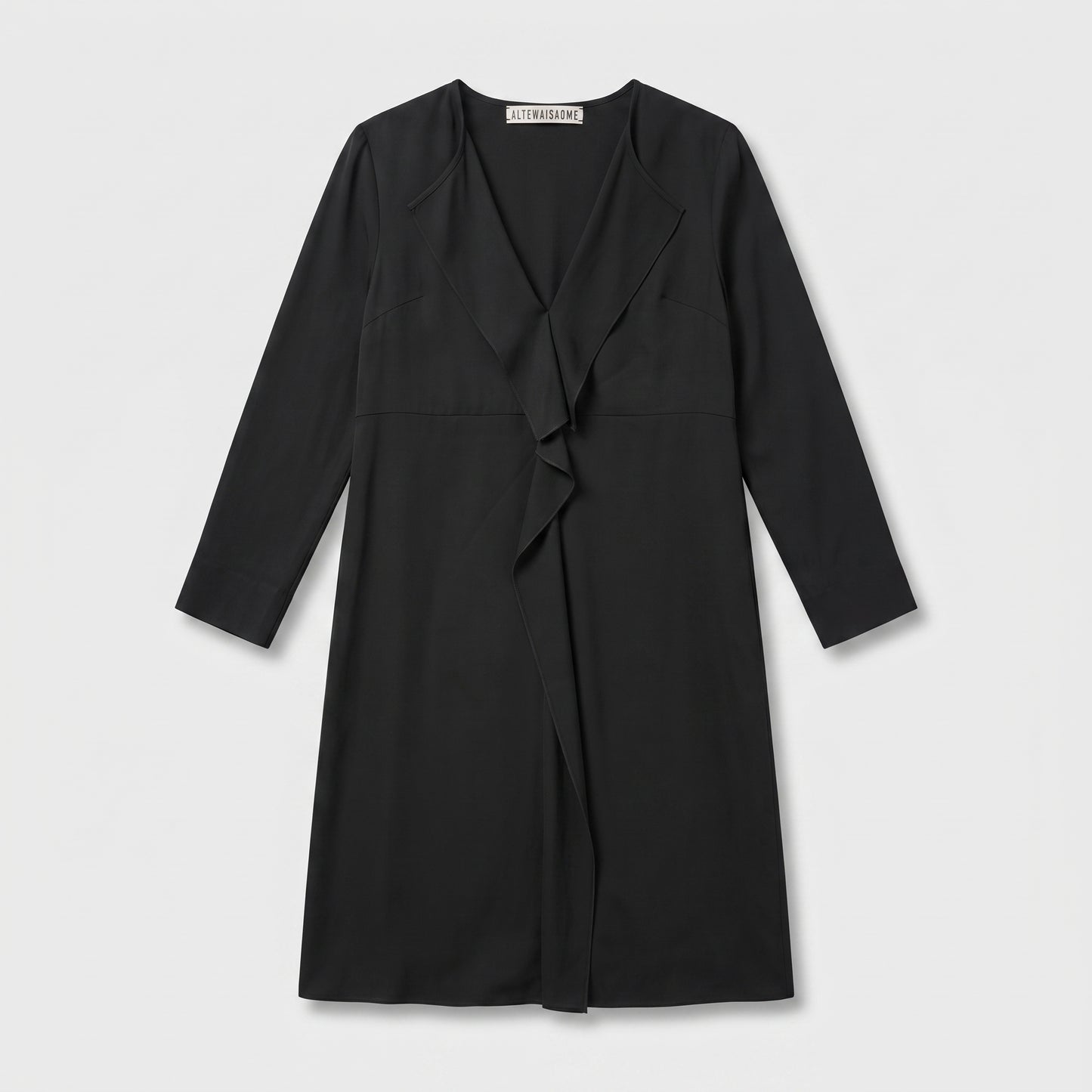 Black Ruffled Lapel Coat