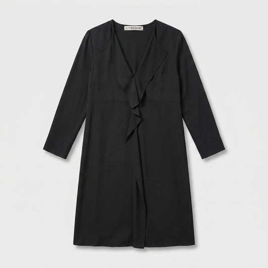 Black Ruffled Lapel Coat