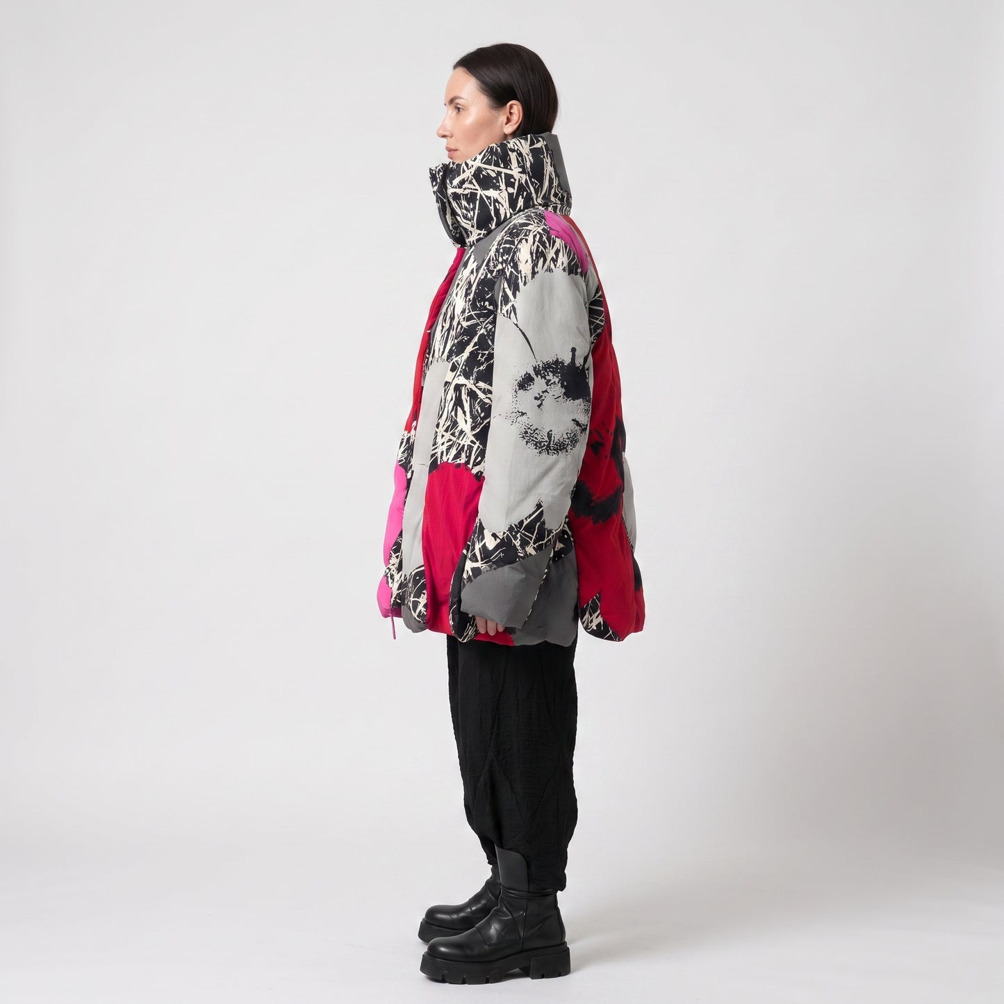 Abstract Print Puffer Jacket