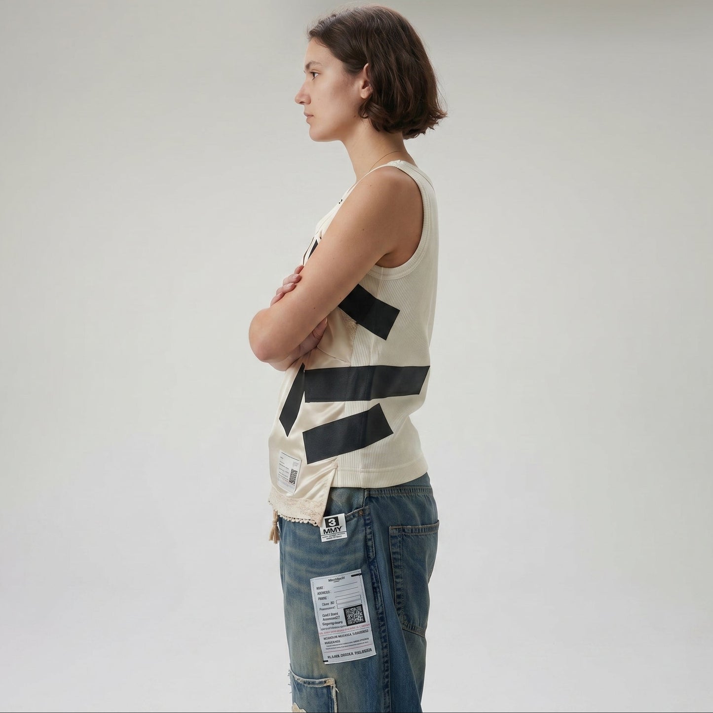 Layered Satin Graphic Tank Top