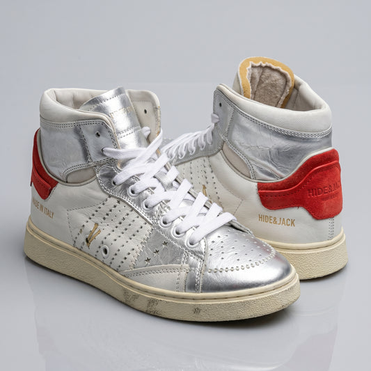 Metallic High-Top Leather Sneakers