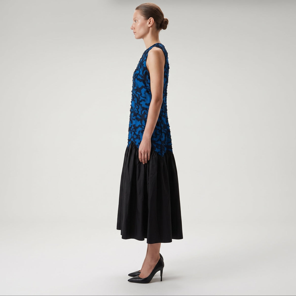 Textured Panel Fit-and-Flare Dress