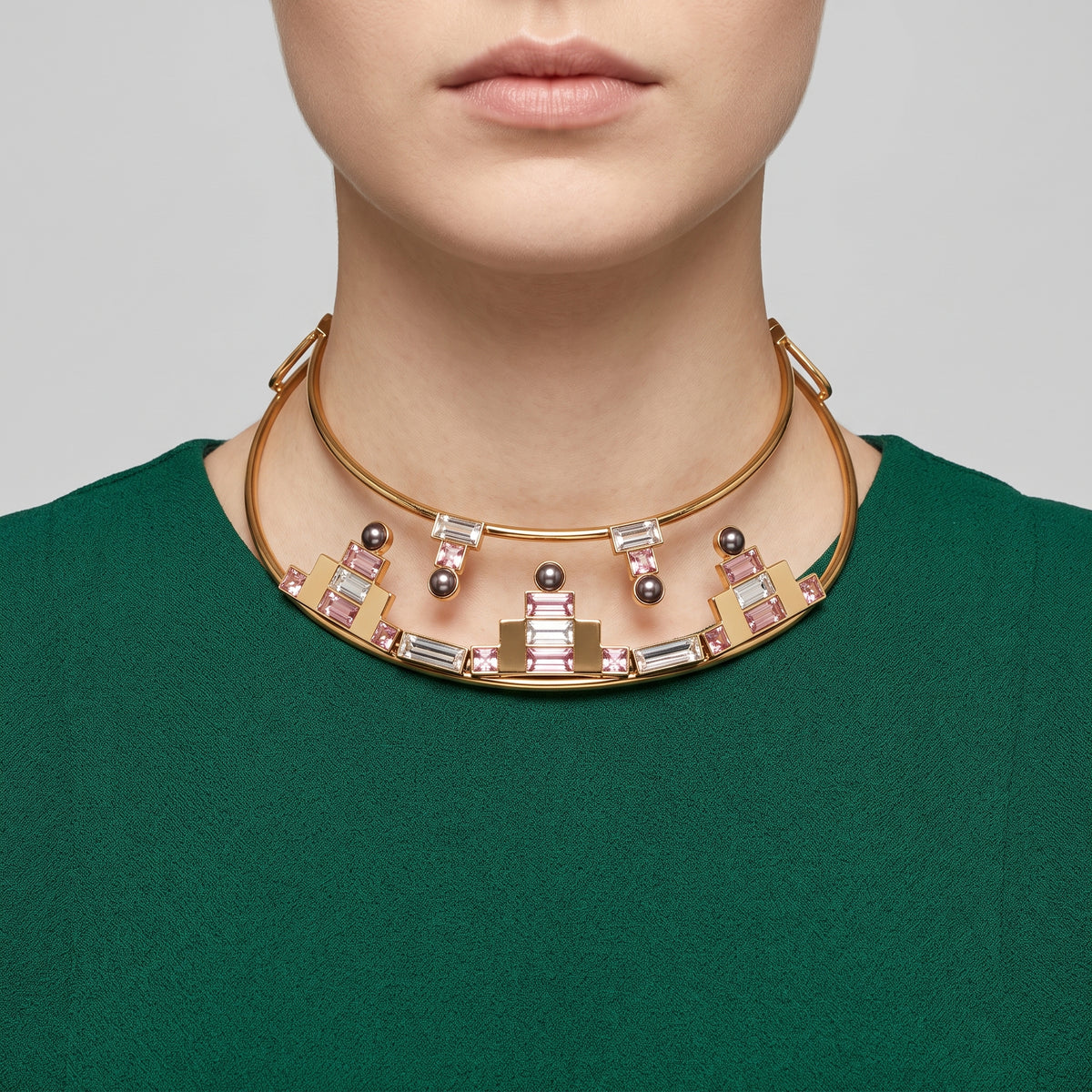 Geometric Crystal Embellished Choker