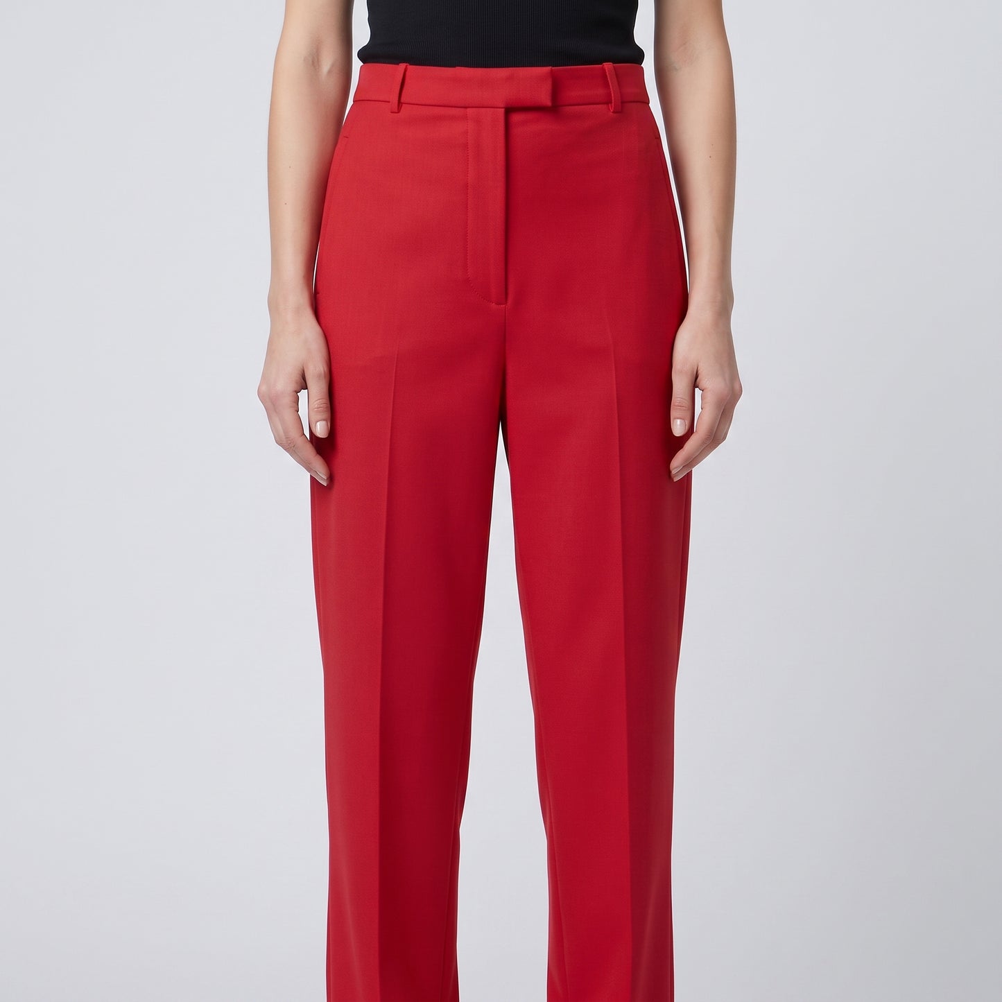 Tailored High-Waist Slim Trousers
