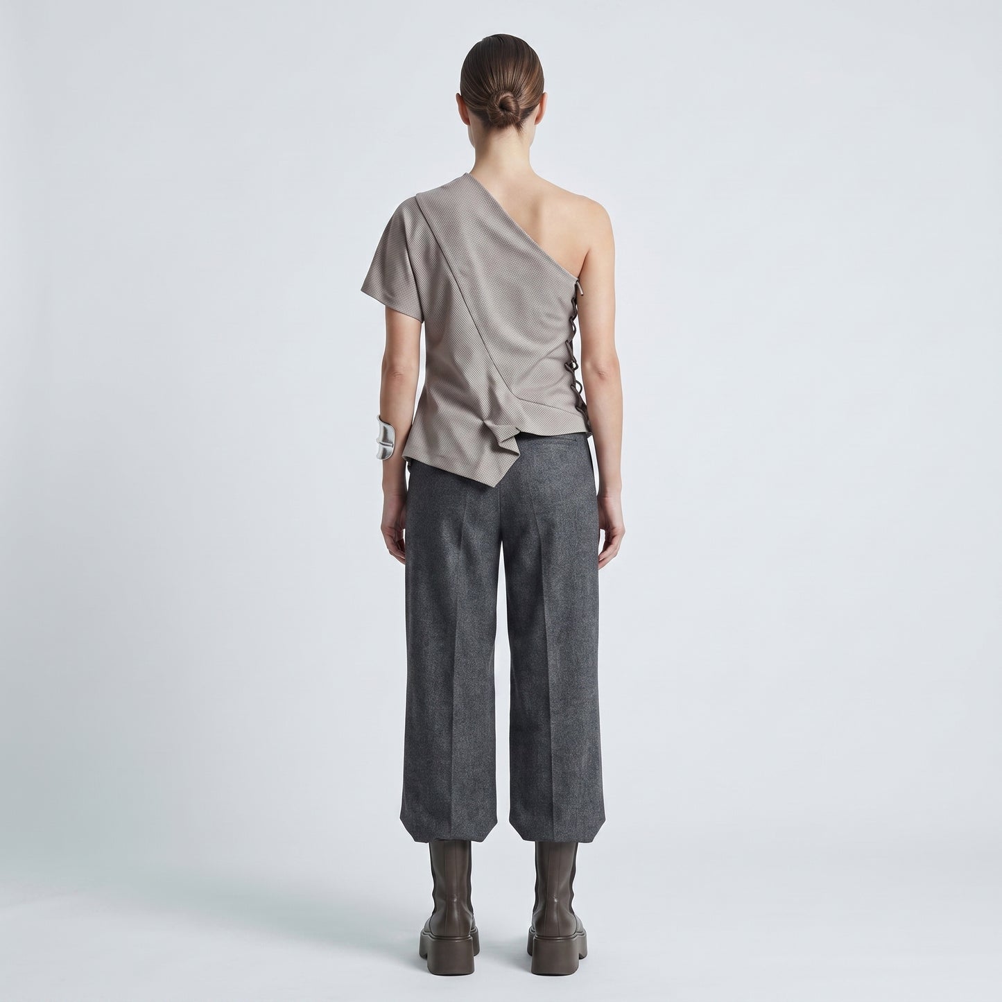 One-Shoulder Lace-Up Asymmetric Top