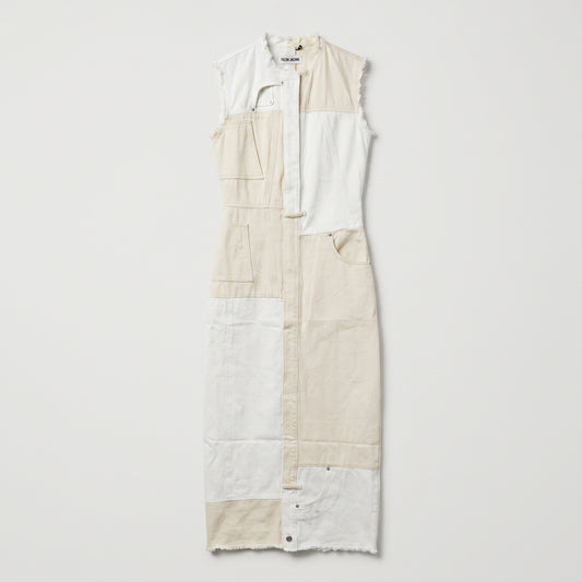Patchwork Denim Midi Dress