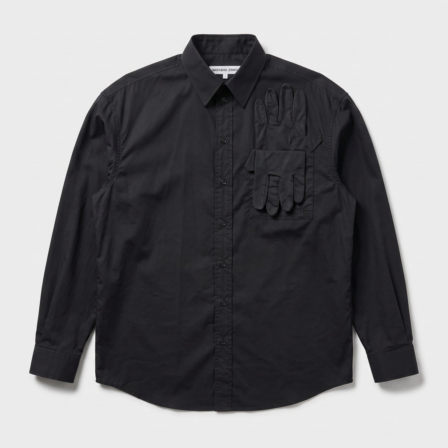 Black Cotton Glove Detail Shirt