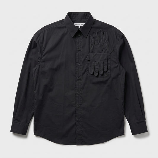 Black Cotton Glove Detail Shirt