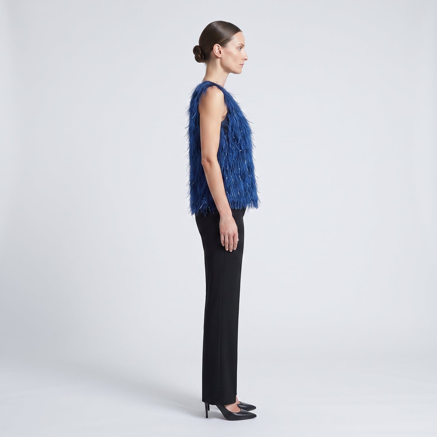 Cobalt Blue Fringe Embellished Top