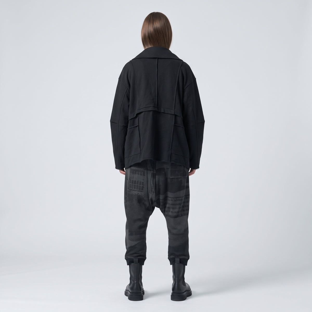 Graphic Print Drop Crotch Trousers