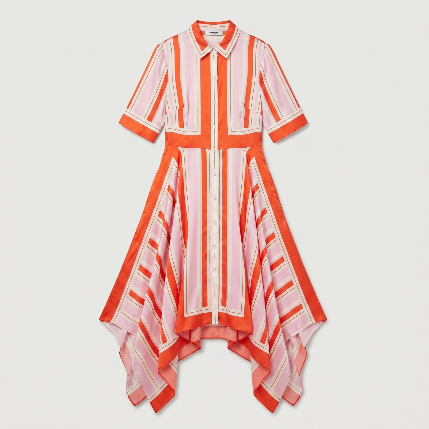 Striped Handkerchief Hem Shirt Dress