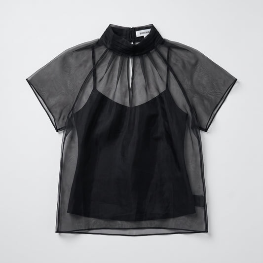 Sheer Mock Neck Blouse