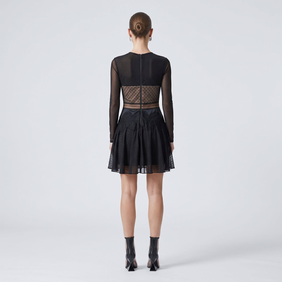 Sheer Lace Panel Mini Dress