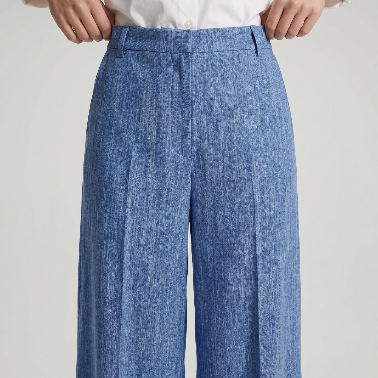Tailored Wide-Leg Cuffed Trousers