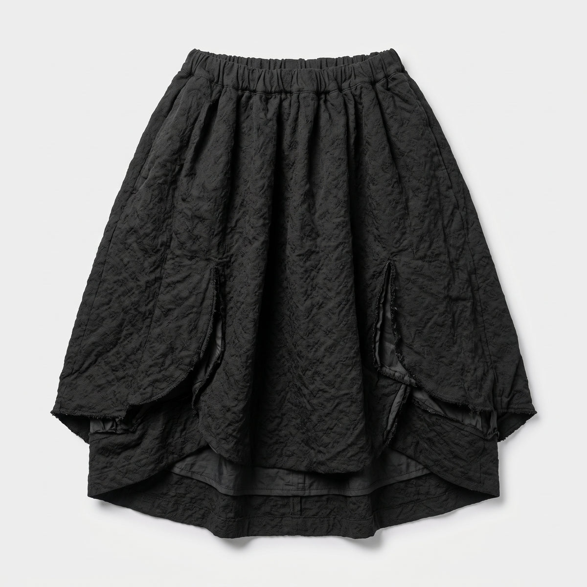 Textured Black Voluminous Skirt
