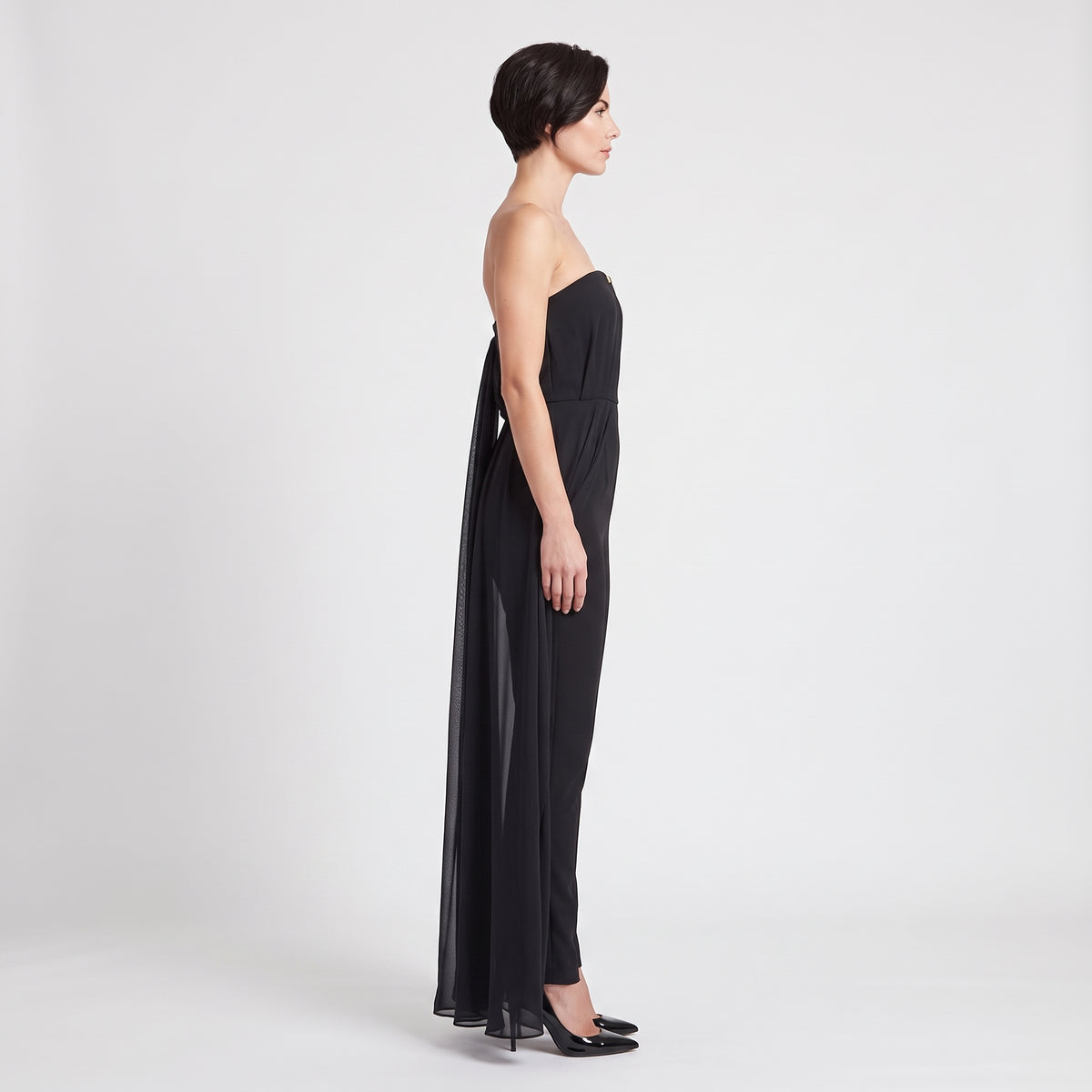 Strapless Pleated Chiffon Jumpsuit