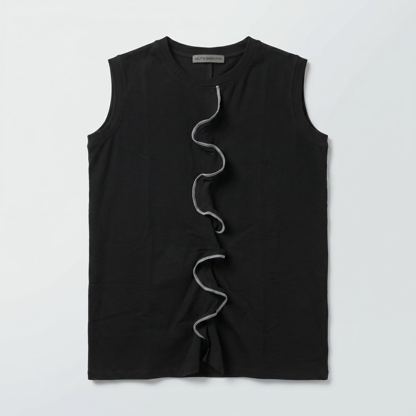 Ruffled Detail Sleeveless Jersey Top
