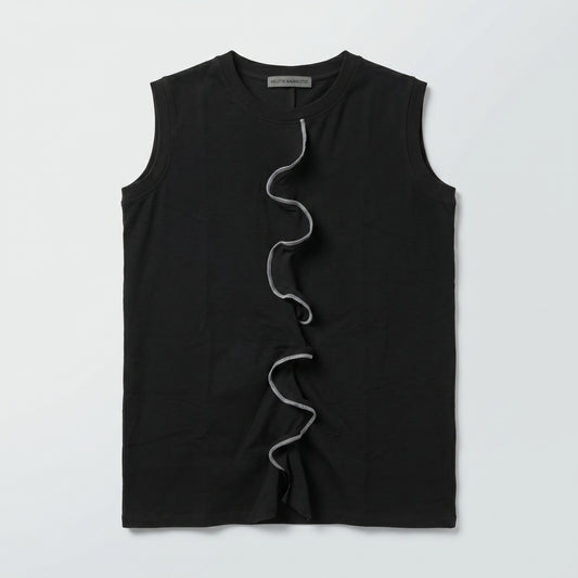 Ruffled Detail Sleeveless Jersey Top