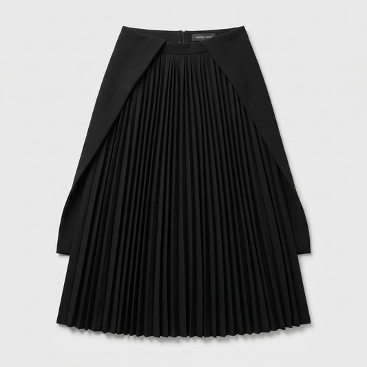 Structured Black Pleated Skirt