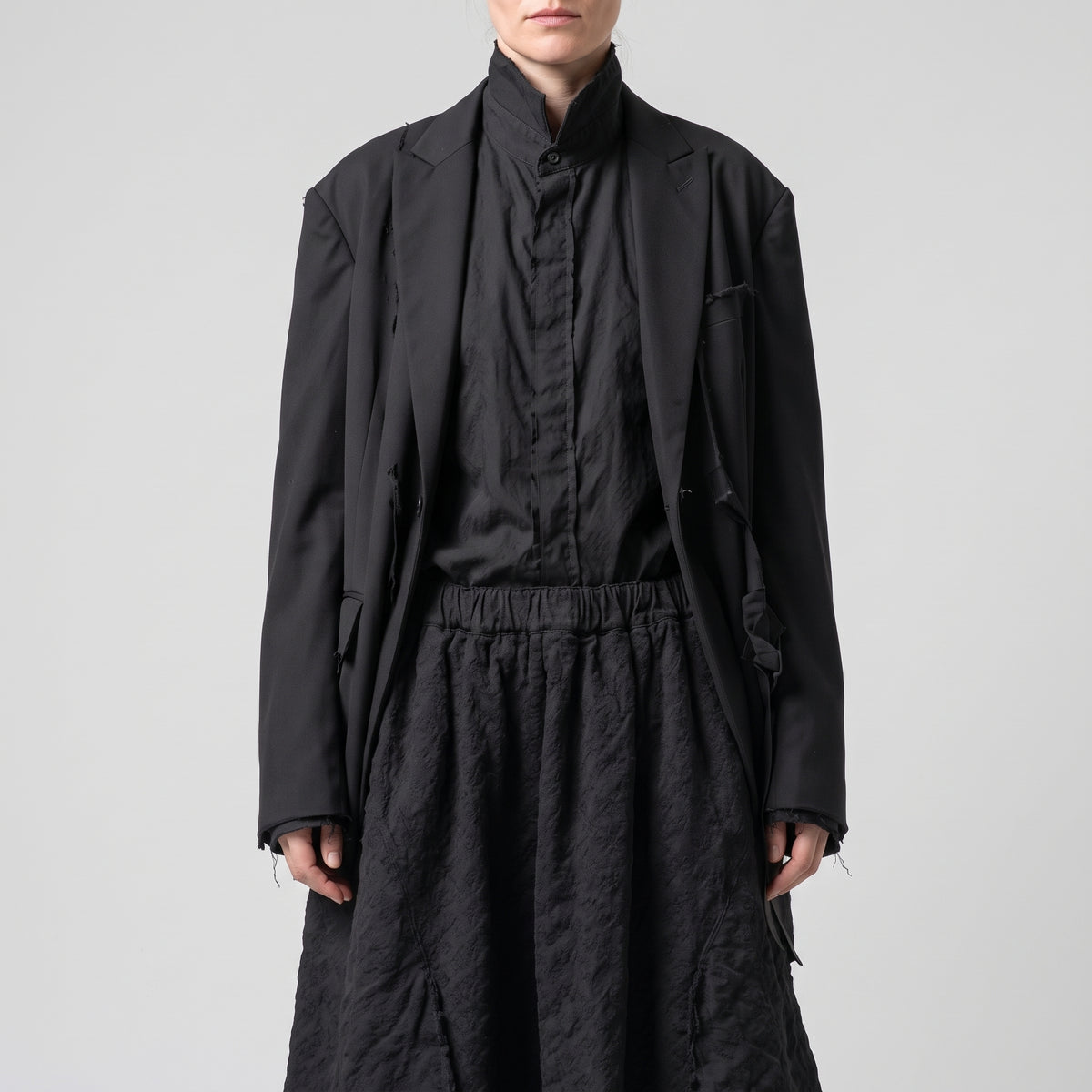Textured Black Voluminous Skirt