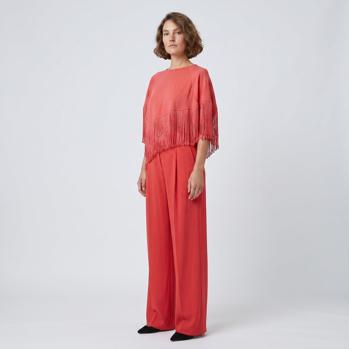 Wide-Leg Pleated Tailored Trousers