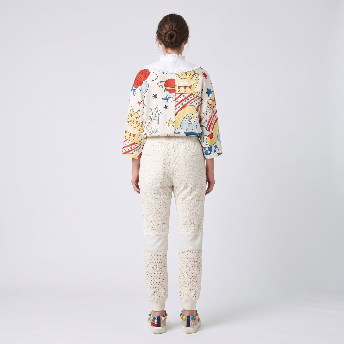 Eyelet Cotton Jogger Trousers
