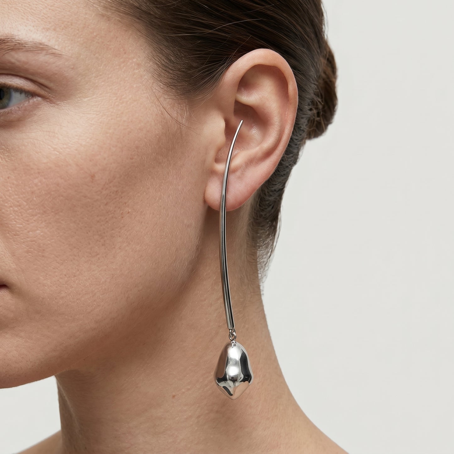 Sculptural Silver Drop Earrings