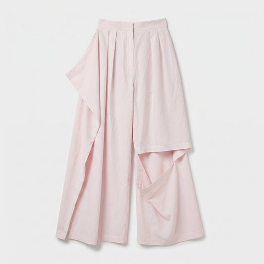 Asymmetric Drape Wide Leg Trousers