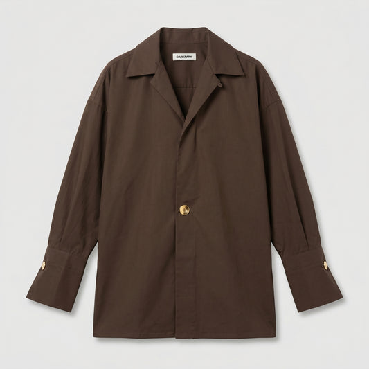 Structured Brown Button-Up Shirt