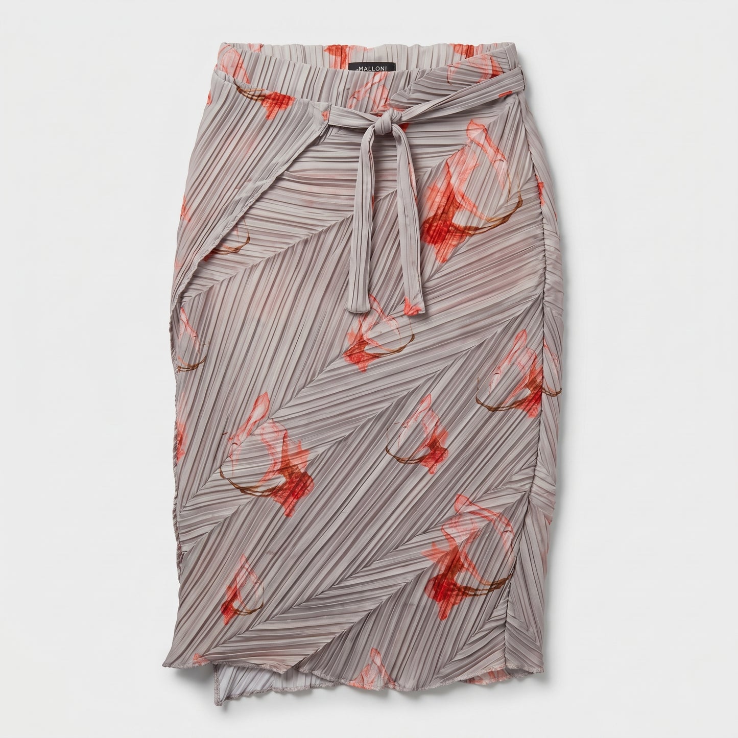 Pleated Floral Midi Skirt