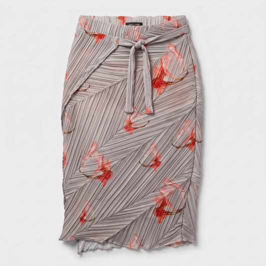 Pleated Floral Midi Skirt