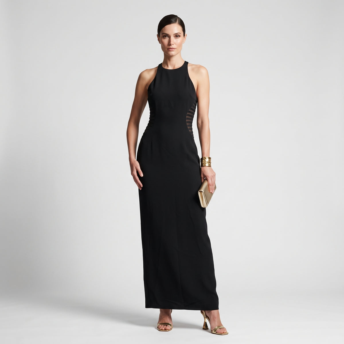 Sleek Ribbed Detail Midi Dress