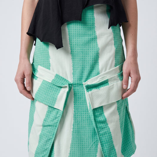 Striped Utility Cargo Midi Skirt