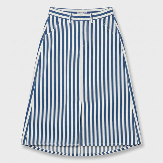 Striped High-Waisted A-Line Skirt