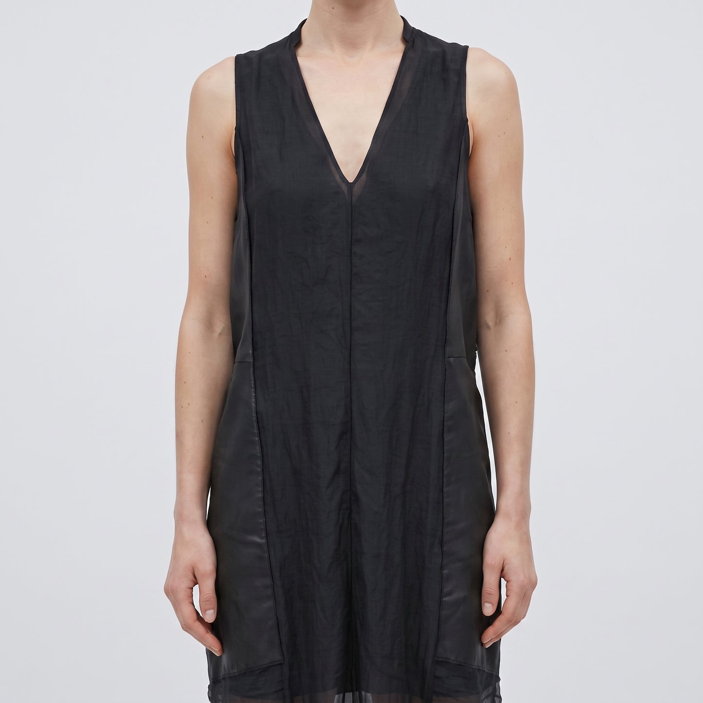 Sleeveless Ruched Panel Shift Dress