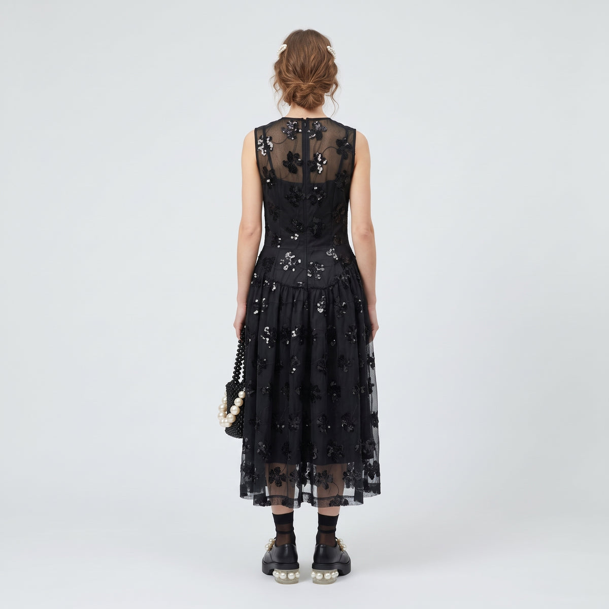 Embellished Floral Tulle Dress