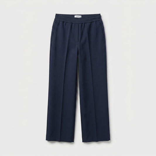 Tailored Navy Wide-Leg Trousers