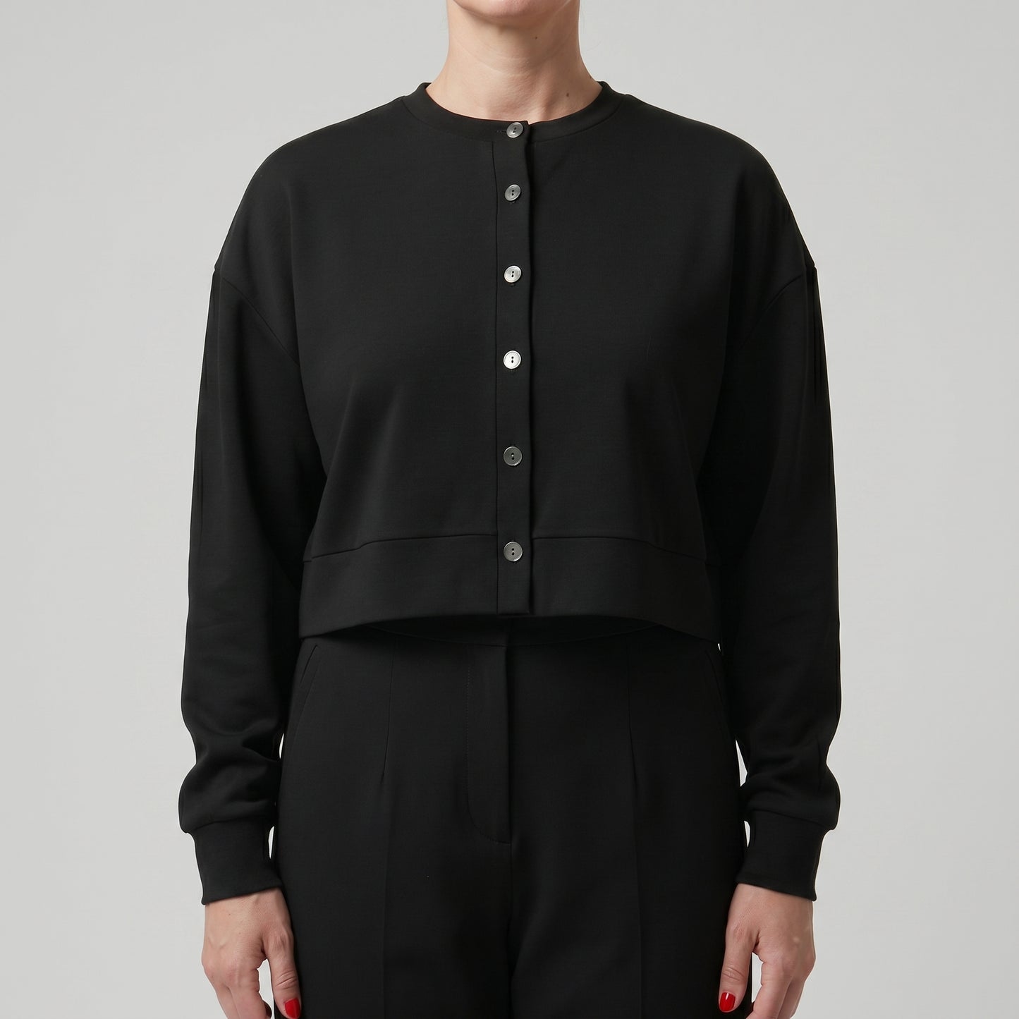 Minimalist Black Cropped Cardigan