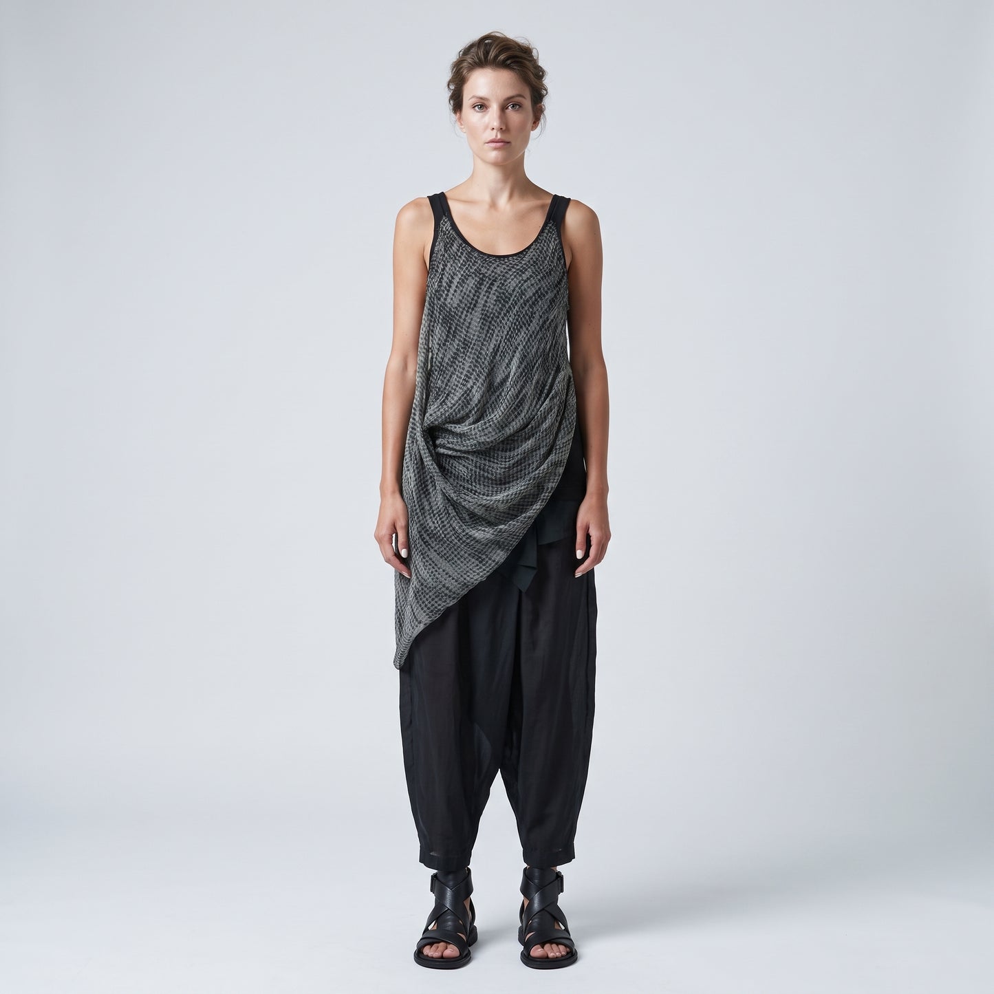 Draped Asymmetrical Overlay Tank Top