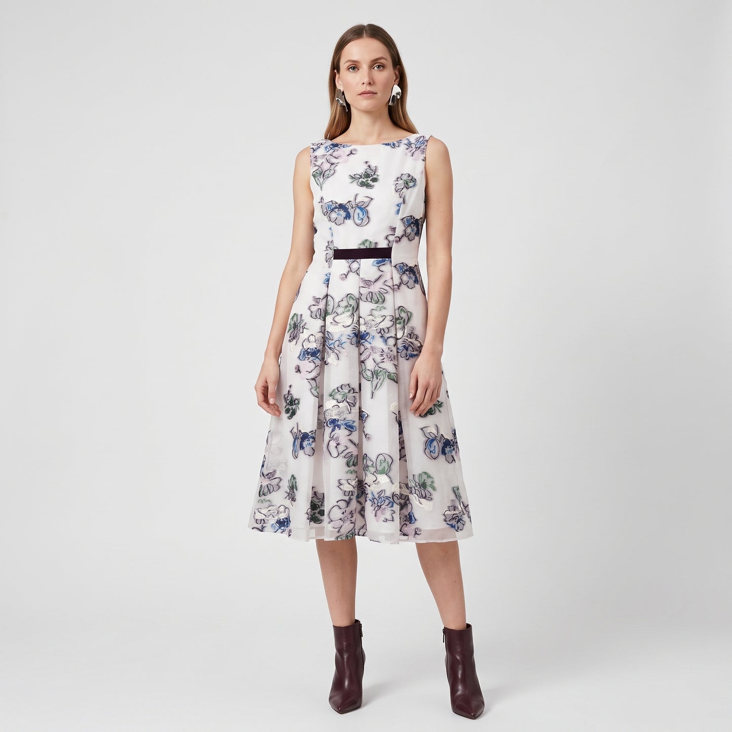 Floral Embroidered A-Line Dress