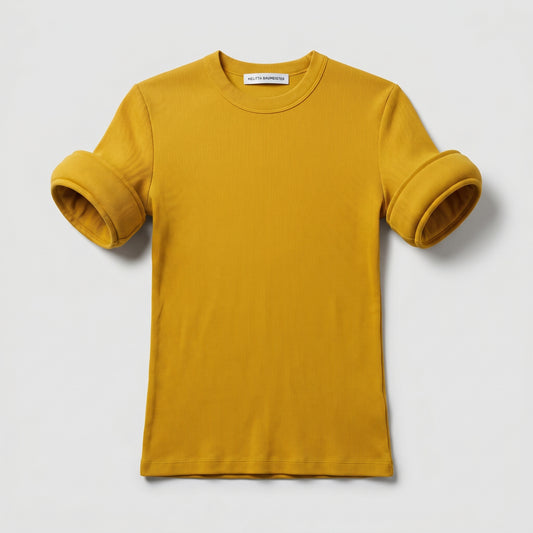 Sculptural Ribbed Mustard T-Shirt